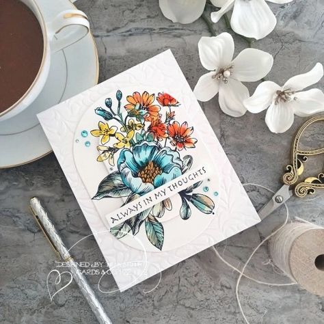 Spellbinders | Betterpress Pressed Bouquet | Cards and Coffee Time Spellbinders Betterpress, Pressed Bouquet, Watercolor Markers, Splish Splash, Card Inspiration, Embossing Folder, Just Because, Coffee Time, Letterpress