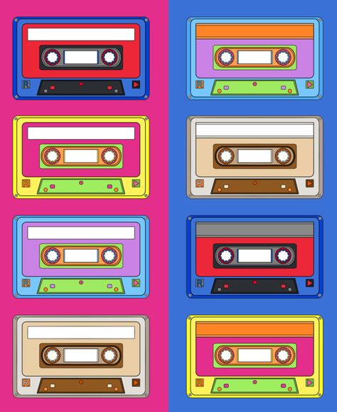 Cadre Photo Booth, Cheerful Illustration, 80s Party Decorations, 1980s Party, Staff Party, 80s Theme Party, Retro Cassette, Blue Art Print, 80's Party