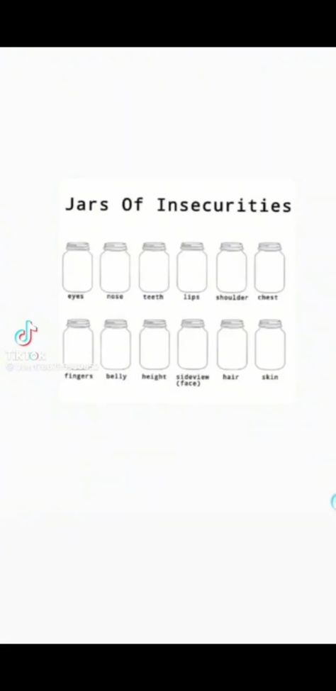 A jar of insecurities to fill out for your story Bottles Of Insecurities, Jars Of Insecurities, Face Skin, Girl Icons, Not Mine, Collage, Pins, Quick Saves