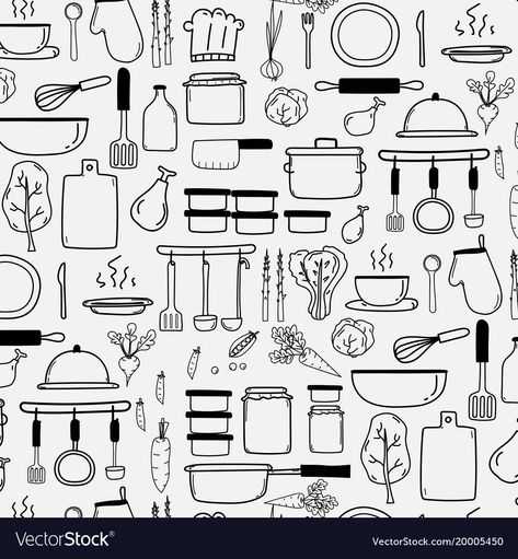 Cooking Materials Drawing, Kitchen Murals, Cookbook Diy, Cooking Icon, Cooking Quotes, Cooking Photography, Doodle Vector, Moms Cooking, Bullet Journal Banner