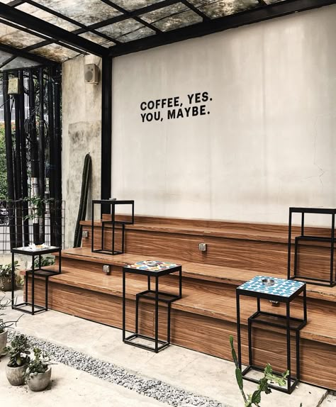 Japanese Coffee Shop, Coffee Shop Concept, Concrete Effect Paint, Industrial Cafe, Small Coffee Shop, Outdoor Restaurant Design, Coffee Shop Interior Design, Cafe Concept, Cafe Shop Design