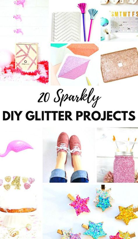 20 Sparkly DIY Glitter Projects for kids and for adults. Crafts, ideas, creativity, paint. The Flying Couponer. Diy Glitter Projects, Glitter Projects For Kids, Christmas Craft Ideas For Adults, Craft Ideas For Adults, Glitter Projects, Christmas Craft Ideas, Glitter Rosa, Pinterest Crafts, Art And Craft Materials