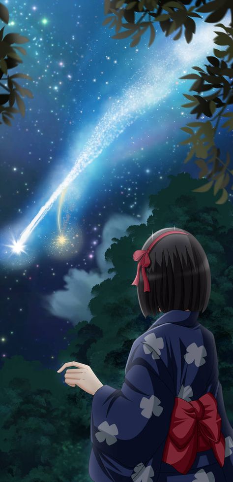 "a Comet has fallen"One of my favorite scene in Your Name. ---- Other Your Name fanart. Kimi no Na wa (Your Name) Your Name Fanart, Mitsuha And Taki, Kimi No Na Wa Wallpaper, Your Name Wallpaper, The Garden Of Words, Your Name Anime, Sky Anime, Anime Galaxy, Film Anime