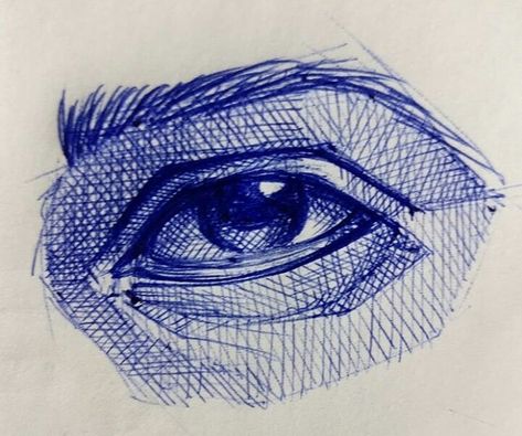 Drawing Eyes With Pen, Eye Drawing With Pen, Biro Drawing Sketches, Sketches Black Pen, Shout Drawing, Biro Sketches, Ballpen Sketch, Pen Sketch Drawing, Pen Sketch Ideas