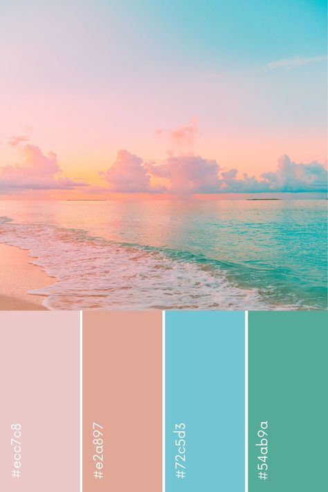 Beach Sunset Colors Palette, Beach Resort Website Design, Aruba Color Palette, Beach Party Color Palette, Florida Beach Color Palette, Ocean Sunrise Color Palette, Beach Sunrise Color Palette, Bright Coastal Color Palette, Sunrise Color Palette Mornings