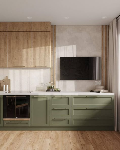 Japandi Kitchen, Green Tile Bathroom, Серая Кухня, Interior Design Rustic, Japanese Interior, Green Tile, Kitchen Room Design, Elegant Furniture, Green Kitchen