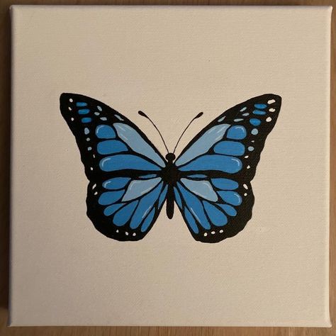 Butterfly Simple Painting, Butterfly Painting Simple, Butterfly Drawing Colorful, Simple Butterfly Painting, Blue Butterfly Drawing, Butterfly Easy Drawing, Butterfly Drawing Aesthetic, Simple Butterfly Drawing, Blue Butterfly Painting