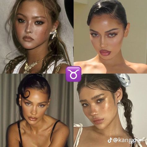 Taurus Venus Makeup, Taurus Girl Aesthetic, Taurus Rising Makeup, Taurus Makeup Look, Venus In Aries Style, Taurus Midheaven, Venus Makeup, Short Haircuts Wavy Hair, Astrology Makeup