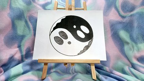 Ghost sticker idea with that Ying Yang Finished Drawings, Ying Yang, Ghost, Snoopy, Drawings