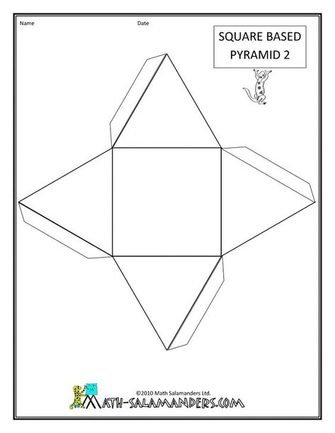 math-shapes-square-based-pyramid 3d Square Template, Square Pyramid Template, Ceramic Templates, Math Shapes, Egyptian Crafts, Geometric Shapes Drawing, Art Classroom Management, 3d Geometric Shapes, Play Math