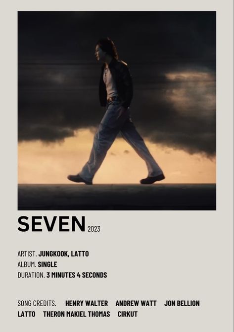 Jungkook New Song Seven Poster, Jungkook Seven Album Poster, K Pop Minimalist Poster, Bts Minimalist Poster, Kpop Minimalist Poster, Seven Song, Seven Poster, Seven By Jungkook, Jungkook Poster