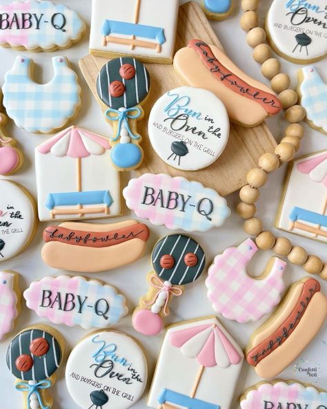 Baby Shower For Men, Angel Baby Shower, Baby Q Shower, Gender Reveal Cookies, Cute Pregnancy Pictures, Gender Reveal Party Theme, Gender Reveal Themes, Outdoor Baby Shower, Dad To Be