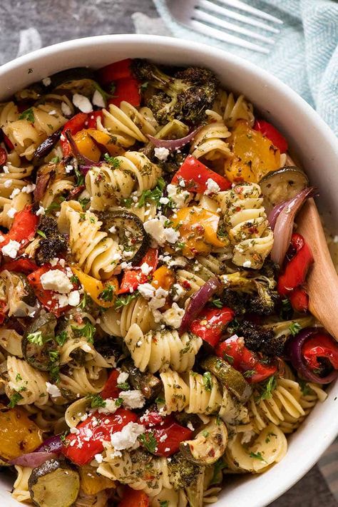 MARINATED Vegetarian Pasta Salad! | RecipeTin Eats Vegetable Pasta Salad, Bbq Vegetables, Vegetarian Pasta Salad, Vegetable Pasta Salads, Roasted Vegetable Salad, Marinated Vegetables, Vegetarian Pasta Recipes, Recipetin Eats, Cold Pasta Salad