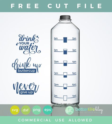 (Free Cut File) Water Bottle SVG DXF Water Bottle Designs, Water Bottle Svg, Free Svg Cricut, Water Bottle Tracker, Cute Water Bottle, Lipton Tea, Designs For Cricut, Bottle Designs, Cricut Tips