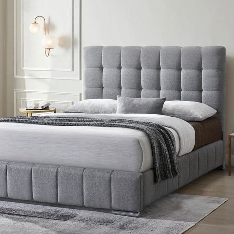 Grey Bed Ideas, Light Grey Headboard Bedroom, Sofa Headboard, Royal Bedroom Design, Modular Bedroom, Beautiful Bed Designs, Tidy Bedroom, Bedroom Design Styles, Royal Bedroom