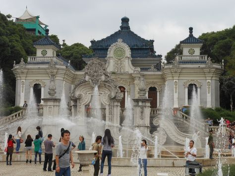 Full view of the reconstructed pavilion in the Western mansions (Xiyang Lou) section, as it originally looked back in 1860 AD.  This palace was formerly on the grounds of the Yunamingyuan (Old Summer Palace), however this reconstruction was built in a special park located in Zhuhai, China (not in Beijing where it originally stood). Summer Palace China, Old Summer Palace, Old Summer, Zhuhai, Summer Palace, Most Beautiful Gardens, Historical Pictures, Ancient China, Old Building