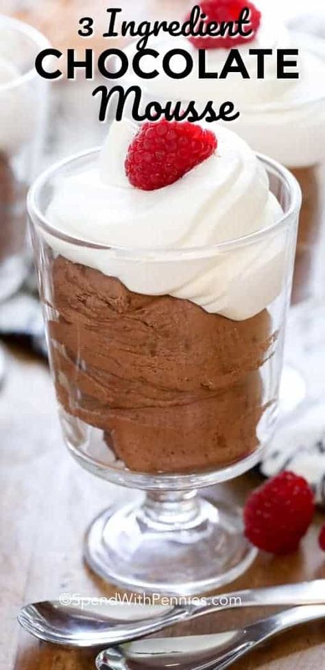 Easy Chocolate Mousse Recipe, Easy Chocolate Mousse, Easy Chocolate Desserts, Chocolate Mousse Recipe, Mousse Recipes, Pudding Recipes, Easy Chocolate, Chocolate Mousse, Decadent Desserts