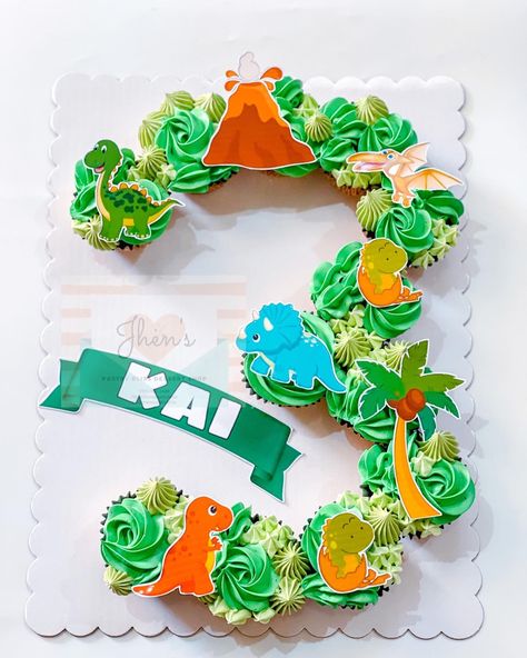 Three Rex Cupcake Cake, Number 3 Pull Apart Cupcakes, 3 Cupcakes Cake Number, Pull Apart Cupcake Cake Dinosaur, Number 3 Cupcake Cake Dinosaur, Dinosaur Cake Cupcakes, Number 4 Pull Apart Cupcake Cake, Dino Pull Apart Cupcakes, Dino Cupcake Cake Pull Apart