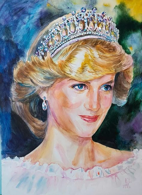 Princess Diana Painting, Princess Diana Sketch, Princess Diana Drawing Art, Dadaism Art, Acrylics Paintings, Princess Sketches, Princess Painting, Arte Aesthetic, Princess Diana Pictures