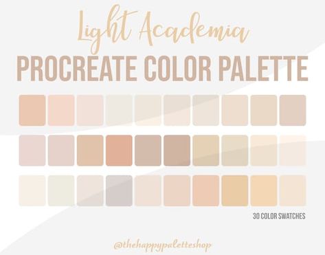 Academia Palette, Light Academia Home, Light Academia Color Palette, Light Academia Colors, Procreate Aesthetic, Digital Art Ipad, Aesthetic Palette, Light Acadamia, Procreate Pocket