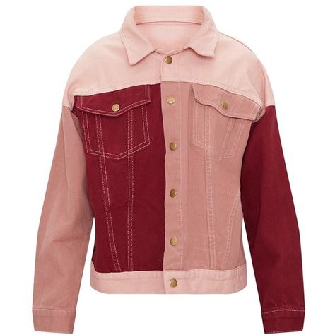 Pink Colour Block Denim Jacket (1 485 UAH) ❤ liked on Polyvore featuring outerwear, jackets, red jacket, denim jacket, red jean jacket, pink jacket and jean jacket Red Denim Jacket, Pink Denim Jacket, Hooded Denim Jacket, Color Block Jacket, Red Jeans, Cropped Denim Jacket, Pink Colour, Denim Details, Ripped Denim