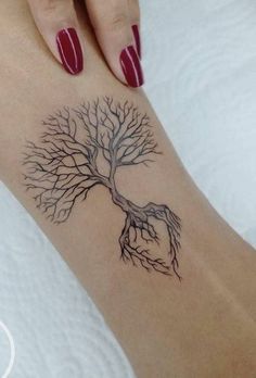 Pretty Tree Of Life Tattoo, Small Tree With Roots Tattoo, Meaningful Tree Tattoos, Tree Of Growth Tattoo, Arm Tree Tattoos For Women, Family Tree Tattoo On Back, Tree Of Life Tattoo Design Spiritual, Tree Of Life Wrist Tattoo, Fine Line Tree Tattoo With Roots