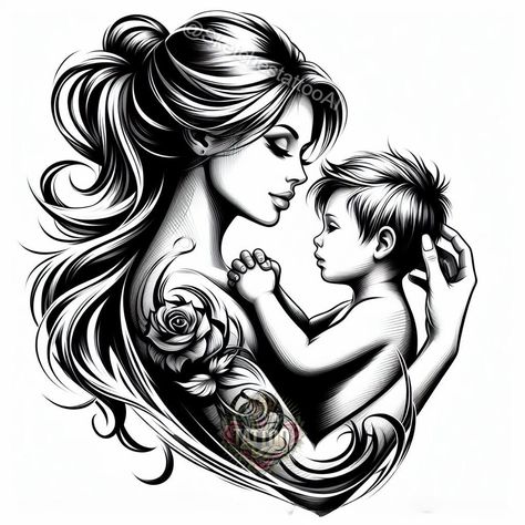 Tattoos For Your Baby, Mother And Children Tattoo, Mother Tattoo Design, Mom And Baby Tattoo, Boy Mom Tattoo, Mom And Son Tattoo, Mother Tattoo, Tattoo Mom, Mom Dad Tattoo Designs