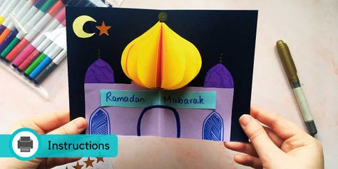 Ramadan Activities For Kids, Ramadan Craft, Ramadan Card, Felt Tip Pens, Ramadan Cards, Kindness Challenge, Ramadan Activities, Ramadan Lantern, Ramadan Decoration