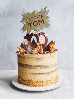 I've combined the classic flavours of coffee and walnut in a gorgeously bittersweet sponge, sandwiched with smooth, espresso-infused buttercream, to create this spectacular cake for a spectacular man. Chocolate Covered Coffee Beans, Coffee And Walnut Cake, Tom Moore, Coffee Buttercream, Sugar Icing, Sandwich Cake, Cake Mixture, Walnut Cake, Chocolate Espresso