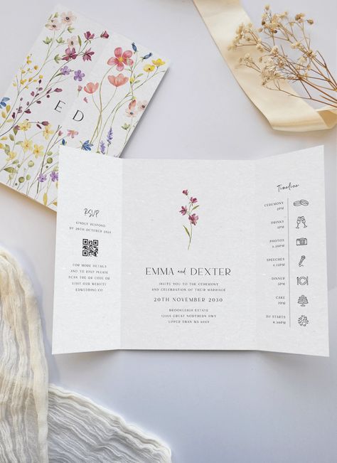 Wild Meadow | Digital Printing | Wedding Invitations Wedding Invites Wildflower, Thank You Card Floral, Garden Wedding Invitation Ideas, Wedding Invitations Wildflowers, Watercolour Wedding Invite, Wedding Invites Floral, Wild Flower Wedding Invitations, Floral Wedding Invites, Back Of Wedding Invitation