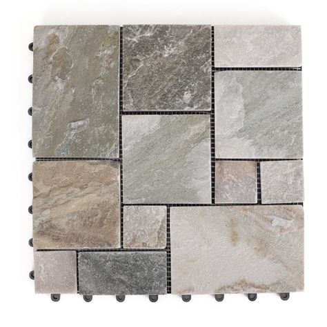 3rd Street Inn Slate Stone Tiles - Stone Outdoor Deck Tiles - Interlocking Patio Tiles - 12" x 12" Patio Flooring - Indoor / Outdoor Floor Tiles - Balcony Flooring (Colorful Stone, 18 Pack) - Walmart.com Interlocking Patio Tiles, Interlocking Pavers, Stone Deck, Outdoor Deck Tiles, Deck Flooring, Interlocking Deck Tiles, Balcony Flooring, Interlocking Tile, Deck Tiles