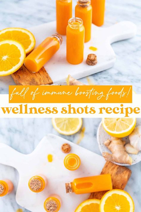 Immune Booster Drink Recipe (Wellness Immunity Shots with Immune Boosting Foods) Ginger Wellness Shots, Ginger Shot Recipe, Turmeric Shots, Healthy Juice Drinks, Wellness Shots, Ginger Turmeric, Healthy Juice Recipes, Shot Recipes, Healthy Drinks Recipes