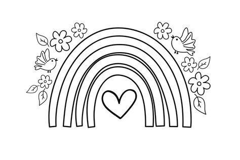 Rainbow Coloring Pages Coloring Pages Rainbow, Rainbow Outline, Free Printable Rainbow, Rainbow Pictures, Free Coloring Sheets, Easy Coloring Pages, Bubble Letters, Cartoon Coloring Pages, Flower Coloring Pages