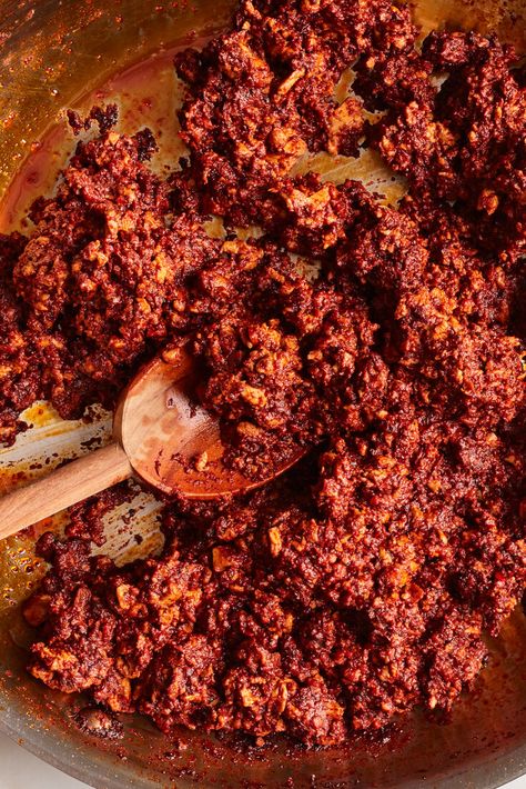 Vegan Chorizo Recipe - NYT Cooking Chorizo Mushrooms, Vegan Chorizo Recipes, Vegetarian Chorizo Recipe, Tofu Chorizo, Chorizo Mushroom Pasta, Vegan Soy Chorizo Recipes, Vegan Chorizo, Chorizo Recipes, Grilled Mushrooms