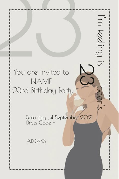 23rd Birthday Invitations, 23 Birthday Invitations, Aesthetic Birthday Invites, 20 Birthday Invitation, Birthday Invite Ideas, Birthday Invitations Aesthetic, Bday Invitation Card, Birthday Invitation Background, 18th Birthday Invitation