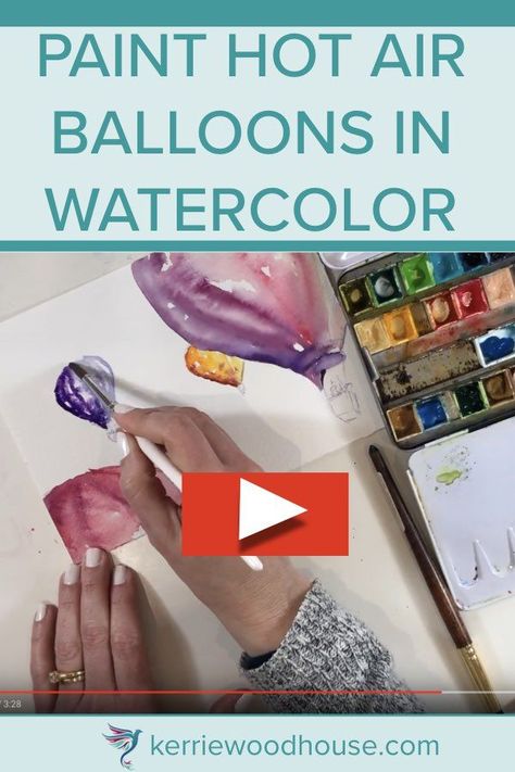 Paint hot air balloons in watercolour with a fun and loose approach. Click through to watch the video #video #painting #watercolour #watercolor #hotairballoon Watercolour Balloons, Hot Air Balloon Painting, Hot Air Balloon Watercolor, Watercolor Hot Air Balloon, Hot Air Balloon Drawing, World Watercolor, Video Painting, Loose Watercolour, Hot Air Balloons Art