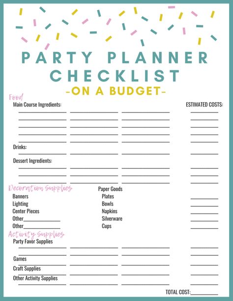 13 Brilliant Tips for DIY Party Planning on a Budget - Pennies into Pearls Catering On A Budget Parties, Sweet 16 Party Ideas On A Budget, Party Planner Checklist, Budget Birthday Party, Birthday Party On A Budget, Party Budget, Budget Birthday, Party On A Budget, 50 Party