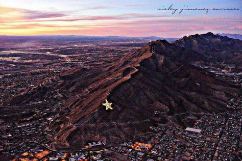 Franklin Mountains taken from south of the city. Big Backyard, Landscape Quilts, Sun City, Colorado Springs, City Skyline, Aerial View, Places To See, Grand Canyon, Beautiful Pictures