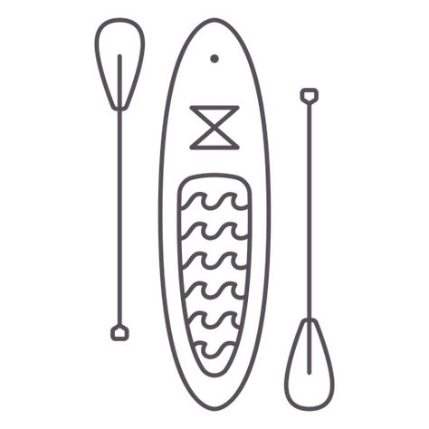 Paddleboard with two paddles stroke PNG Design Paddle Board Tattoo Ideas, Paddle Boarding Drawing, Paddle Tattoo, Paddle Board Drawing, Paddle Board Stickers, Paddle Illustration, Vector Banner, Paddle Board, Paddles