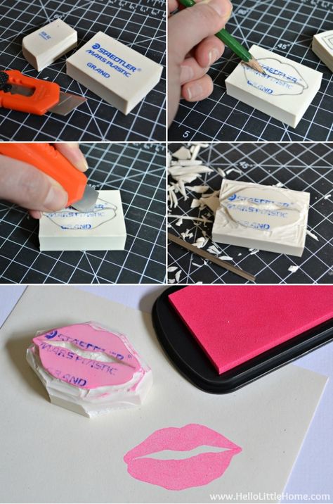 Learn how to make your own stamps ... it's easy! | Hello Little Home #DIY #craft Home Made Stamps, How To Make Your Own Stamp, How To Make Stamps At Home, How To Make Stamps, Easy Stamps, Homemade Stamps, Make Your Own Stamp, Diy Stamps, Custom Crafts