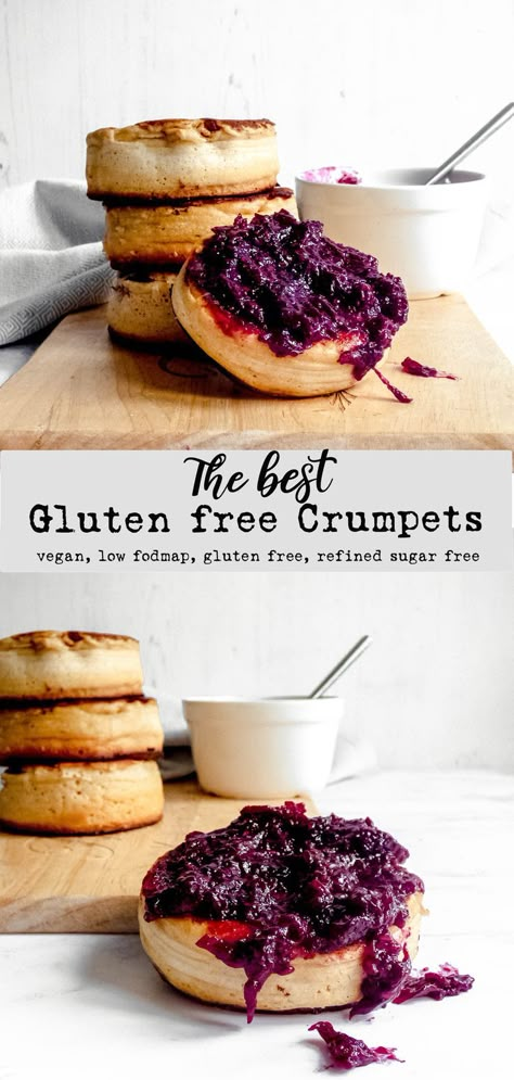 Vegan Crumpets, Gluten Free Crumpets Recipe, Fodmap Breakfast Recipes, Gluten Free Crumpets, Crumpets Recipe, Aussie Recipes, Crumpet Recipe, Vegan Breakfast Ideas, Fodmap Recipes Dinner