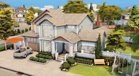 Sims 4 San Sequoia, Sims House Ideas, San Sequoia, Home The Sims 4, Sims 4 Family House, Sims Design, Sims 4 Houses Layout, Cc The Sims 4, Modern Family Home