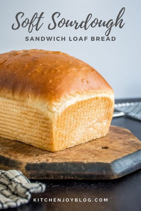 The inclusion of milk and butter in the dough help give this loaf the perfectly soft, rich texture that sourdough sandwich dreams are made of.  Super Soft Sourdough Sandwich Bread is easier than you think- the kneading is done in a stand mixer! Best Sourdough Sandwich Bread Recipe, Sourdough Loaf Bread Recipe With Starter, Soft Sandwich Sourdough Bread, Sour Dough Loaf Bread, Homemade Bread With Starter, Sandwich Bread Sourdough Discard, Everyday Sourdough Bread, Sandwich Bread With Sourdough Starter, Artistic Sourdough Bread