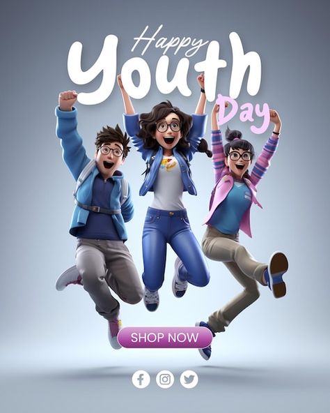 International Youth Day Poster, Youth Day Poster, Digital Future, International Youth Day, Youth Empowerment, Day Illustration, Youth Room, Youth Day, Illustration Poster