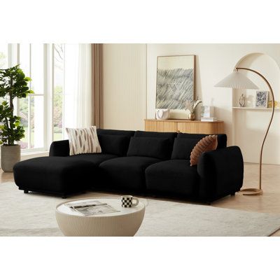 【Flexible & Versatile Sectional Sofa】Form into endless modular or re-arrange into any configuration. If you are fed up with the old combination, change couch flexibly or simply add more modules. Fabric: Black Wool | Black Sectional - Latitude Run® Nasra 2 - Piece Upholstered Sectional Wool | 29.13 H x 99.9 W x 59.43 D in | Wayfair Black Couch Aesthetic, Cozy Couches Living Room, Living Room Black Couch, Black Velvet Couch, Black Sectional Living Room, Black Couch Decor, Dark Grey Sofa Living Room, Black Couch Living Room Decor, Black Sofas