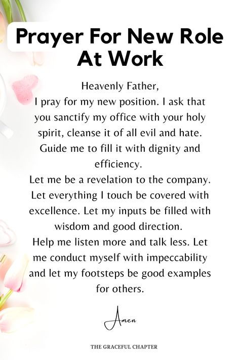 Prayer for new role at work Prayers For Promotion At Work, Prayer For Promotion At Work, Prayer For Starting A New Job, Prayer For Provision, Prayer For New Job Opportunity, Prayer For Protection At Work, Workplace Prayer, Job Prayer, Employment Prayer