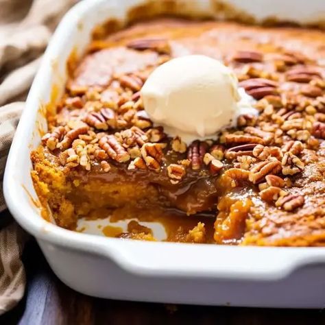 Pumpkin Pecan Cobbler - Life with Susan Crockpot Barbecue, Pecan Cobbler Recipe, Pumpkin Pecan Cobbler, Chicken Fritters, Cauliflower Bake, Pecan Cobbler, Loaded Cauliflower, Decadent Chocolate Desserts, Seasonal Desserts