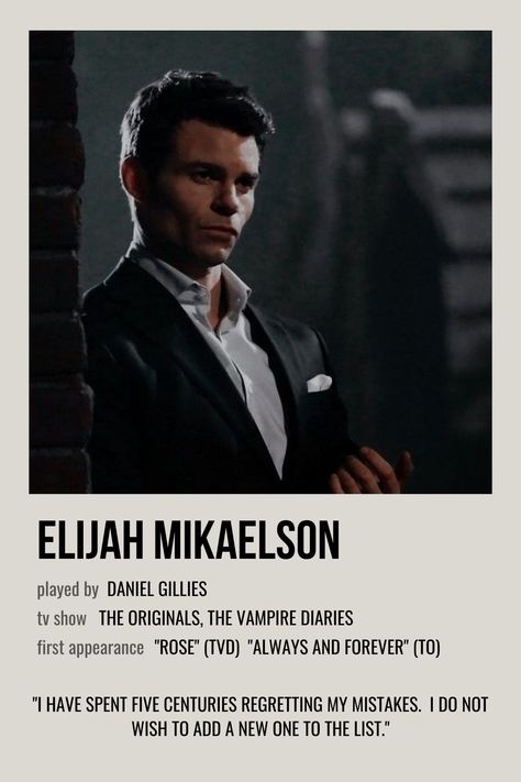 Elijah Mikaelson Tattoo, Elijah Mikaelson Tattoo Ideas, Elijah Mikaelson Wallpaper Iphone, Elijah Aesthetic, Elijah Mikaelson Aesthetic, Elijah Vampire Diaries, Aesthetic Character, Polaroid Aesthetic, Elijah Mikaelson