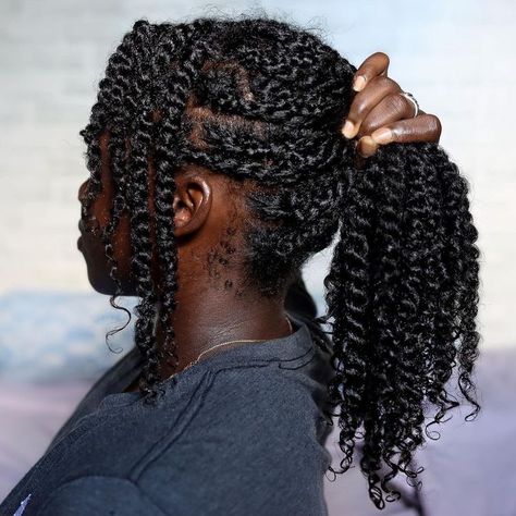 Mini Twist Type 4 Hair, Large Twists Natural Hair, Boho Twist Natural Hair, Neck Length Hairstyles For Black Women, Medium Twists Natural Hair, Stretched Natural Hairstyles, Natural Braid Hairstyles, 4c Twists, Medium Twists