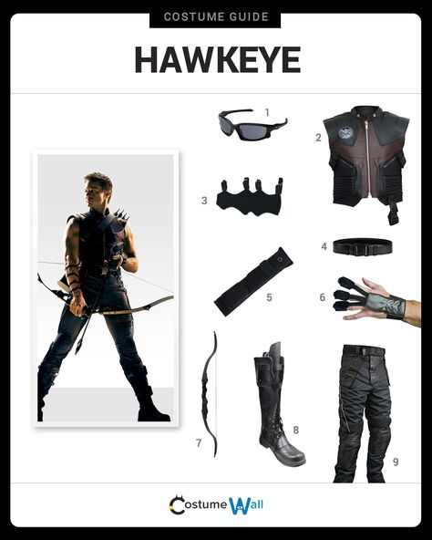 Dress like Hawkeye from the hit Marvel movie, The Avengers. Get cosplay inspiration and more Hawkeye costume ideas. Hawkeye Outfit, Hawkeye Halloween Costume, Hawkeye Cosplay, Hawkeye Merch, Hawkeye Costume, Herky The Hawkeye, Marvel Halloween Costumes, Hawkeye Avengers Assemble, Marvel Inspired Outfits